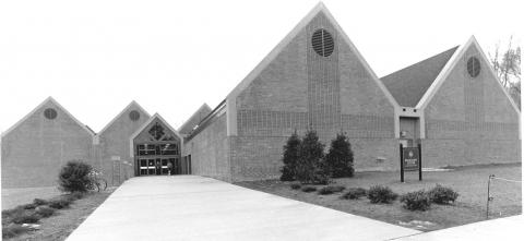 Black and white photo of the Rec Center