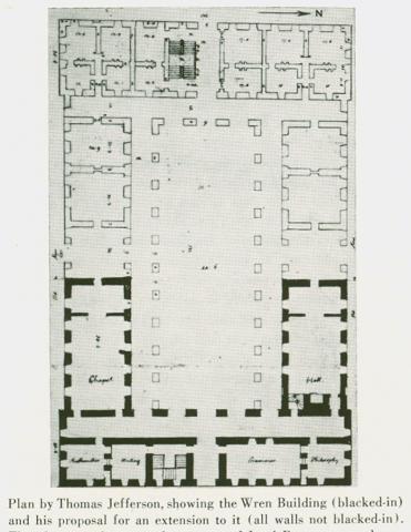 Blueprint of Jefferson's proposed extensions