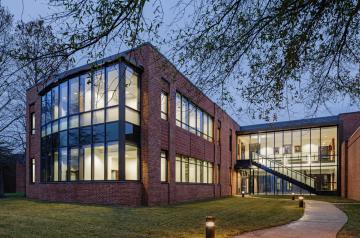 Two story brick and glass building